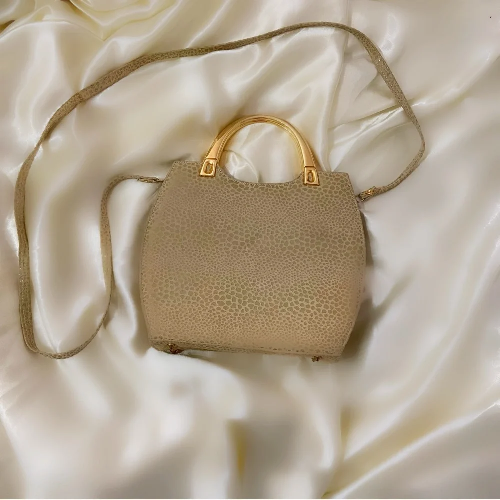 Vintage Blushe by spiegel handbag purse gold cream metallic small clutch new